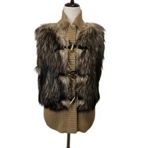 NEW Michael Kors Faux Fur And Sweater Knit Vest Zip Front Women’s‎ Sz Large NWT